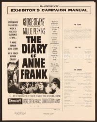 8r262 DIARY OF ANNE FRANK pressbook '59 Millie Perkins as Jewish girl in hiding in WWII!
