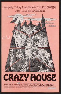 8r351 HOUSE IN NIGHTMARE PARK pressbook '73 Ray Milland, wacky art, Crazy House!