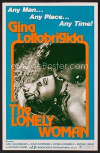8r391 LONELY WOMAN pressbook '72 Gina Lollobrigida, any man, any place, any time!