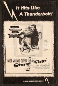 8r556 STORM FEAR pressbook '56 Cornel Wilde & Dan Duryea want Jean Wallace to scream her head off!