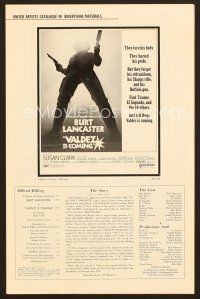 8r597 VALDEZ IS COMING pressbook '71 Burt Lancaster, written by Elmore Leonard!