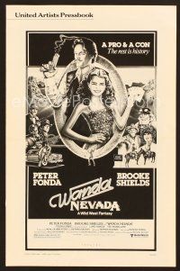 8r603 WANDA NEVADA pressbook '79 art of gamblers Brooke Shields holding 4 aces & Peter Fonda!