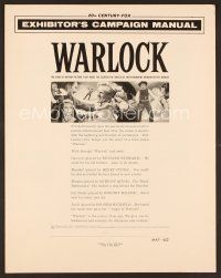 8r605 WARLOCK pressbook '59 cowboys Henry Fonda & Richard Widmark!