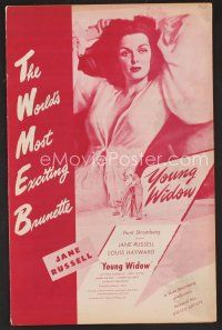 8r633 YOUNG WIDOW pressbook '46 image of world's most exciting sexy brunette Jane Russell!