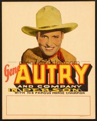 8r012 GENE AUTRY standee '50s great image of smiling Gene Autry!