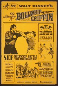 8r174 ADVENTURES OF BULLWHIP GRIFFIN pressbook '66 Disney, beautiful belles, mountain ox battle!