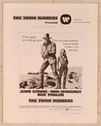 8r593 TRAIN ROBBERS int'l pressbook '73 art of cowboy John Wayne & sexy Ann-Margret!