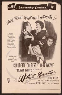 8r624 WITHOUT RESERVATIONS pressbook R60s John Wayne & Claudette Colbert!