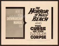 8s272 HORROR OF PARTY BEACH/CURSE OF THE LIVING CORPSE pressbook '64 great monster images!