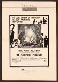 8s279 IN THE HEAT OF THE NIGHT pressbook '67 Sidney Poitier, Rod Steiger, Oates, cool crime art!