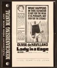 8s283 LADY IN A CAGE pressbook '64 Olivia de Havilland, It is not for the weak or the strong!