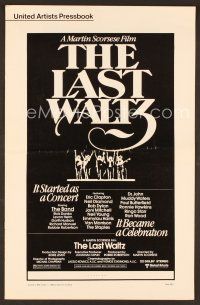 8s285 LAST WALTZ pressbook '78 Martin Scorsese, started as a rock concert & became a celebration!