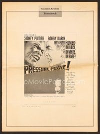 8s306 PRESSURE POINT pressbook '62 Sidney Poitier squares off against Bobby Darin, cool art!