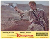 8t427 KHARTOUM color 11x14 still '66 close up of Charlton Heston firing his gun!