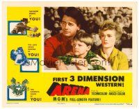 8t165 ARENA LC #7 '53 1st 3-Dimension western, 3D border art, Gig Young w/ Jean Hagen & Lee Aaker