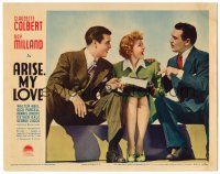 8t166 ARISE MY LOVE LC '40 Claudette Colbert between Ray Milland & Walter Abel!