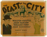 8t003 BEAST OF THE CITY TC '32 sexiest Jean Harlow, Walter Huston & cool monster over city art!