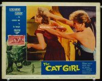 8t237 CAT GIRL LC #1 '57 great image of sexy women fittingly having a catfight on stairs!