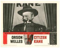 8t246 CITIZEN KANE LC #2 R56 best image of Orson Welles in front of huge poster at rally!