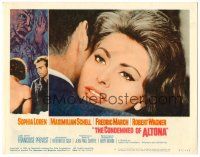 8t255 CONDEMNED OF ALTONA LC #6 '63 super close up of Sophia Loren being hugged by Max Schell!