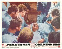8t259 COOL HAND LUKE LC #5 '67 wounded Paul Newman on his bunk with all the men gathered around!