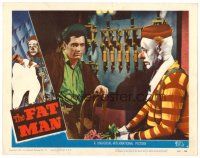 8t312 FAT MAN LC #4 '51 close up of young Rock Hudson staring at clown holding flowers!