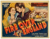 8t014 FIRE OVER ENGLAND TC '37 artwork of young Laurence Olivier & beautiful Vivien Leigh!