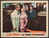 8t403 IRON MISTRESS LC #5 '52 c/u of Alan Ladd as Jim Bowie standing by sexy Virginia Mayo!