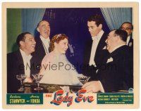 8t439 LADY EVE LC '41 Preston Sturges, Henry Fonda in tuxedo stares at pretty Barbara Stanwyck!