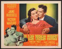 8t445 LAS VEGAS STORY LC #8 '52 close up of Victor Mature romancing sexy Jane Russell!