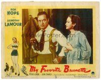 8t507 MY FAVORITE BRUNETTE LC #2 '47 close up of Bob Hope & Dorothy Lamour wearing pajamas!