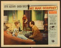 8t510 MY MAN GODFREY LC #7 '57 June Allyson shocked to find butler David Niven with Martha Hyer!