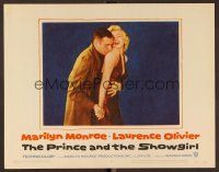8t563 PRINCE & THE SHOWGIRL LC #4 '57 Laurence Olivier nuzzles sexy Marilyn Monroe's shoulder!