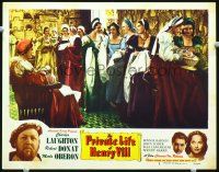 8t572 PRIVATE LIFE OF HENRY VIII LC #2 R43 line up of pretty women, directed by Alexander Korda!