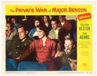 8t574 PRIVATE WAR OF MAJOR BENSON LC #4 '55 Julie Adams between Charlton Heston & Hovey at movie!