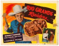 8t097 RIO GRANDE RAIDERS TC '46 close up of cowboy Sunset Carson with his gun!