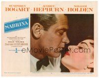 8t614 SABRINA LC #8 '54 best romantic close up of William Holden about to kiss Audrey Hepburn!