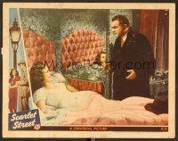 8t619 SCARLET STREET LC '45 Fritz Lang film noir, Joan Bennett laughs at Edward G. Robinson!