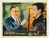 8t638 SHOT IN THE DARK LC #2 '64 Herbert Lom threatens Peter Sellers with a knife!