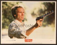 8t684 SUDDEN IMPACT LC #8 '83 close up of Clint Eastwood as Dirty Harry pointing his gun!