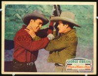 8t772 WHEN A MAN'S A MAN LC '35 close up of George O'Brien struggling with armed man!