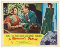 8t792 WOMAN'S SECRET LC #6 '49 Melvyn Douglas holds Gloria Grahame's hand & stares at her in booth
