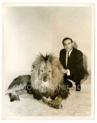 8w149 BLACK ZOO 8x10 still '63 great image of producer Herman Cohen with Zamba the lion!