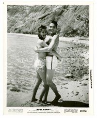 8w157 BLUE HAWAII 8x10 still '61 vertical image of Elvis Presley & sexy Joan Blackman on beach!