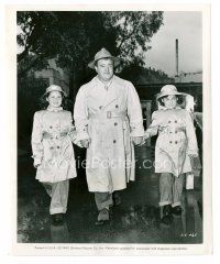 8w177 BUCK PRIVATES COME HOME candid 8x10 still '47 Lou Costello with his daughters in raincoats!