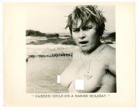 8w184 CAREER GIRLS ON A NAKED HOLIDAY 8x10 still '60 close up of nudist standing by water!