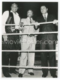 8w189 CHAMPIONS FOREVER German 6.5x8.5 still '89 Muhammad Ali & George Foreman standing in ring!