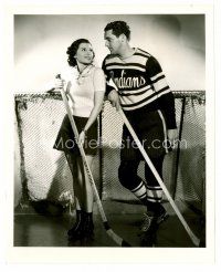 8w298 GAME THAT KILLS 8x10 still '37 hockey player Charles Quigley & sexy Rita Hayworth by goal!