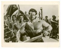 8w347 HERCULES UNCHAINED 8x10 still '60 close up of barechested Steve Reeves rowing to Thebes!