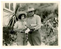 8w370 HULA 8x10 still '27 concerned Clara Bow wearing straw hat & pants in Hawaii!